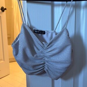 SHEIN Sparkling Silver Ruched Camisole